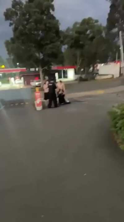 Small lad drops 2 big guys