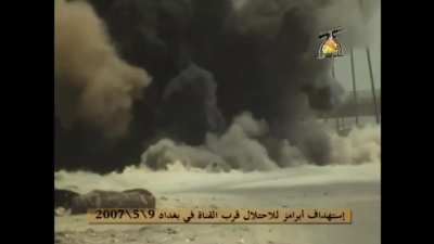 
US Army M1A2 SEP of 2-12CAV absorbs IED blast. May, 8, 2007.
