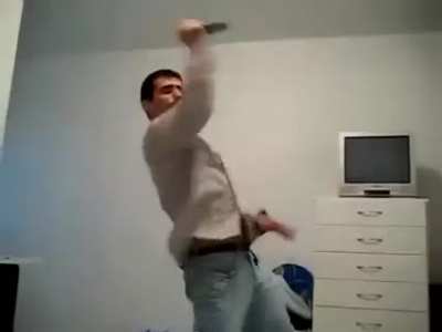 Local mall ninja known here in brazil as "the master of knives" showcases the ak-47 knife and gives a "combat demonstration" (translation in comments)