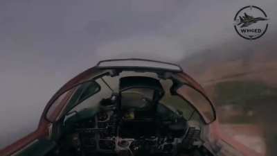 A Ukrainian MiG-29 launches an AGM-88 HARM anti-radar missile at a orc target