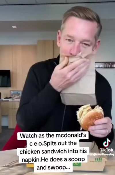 Our favorite CEO has now been caught spitting out his chicken sandwich