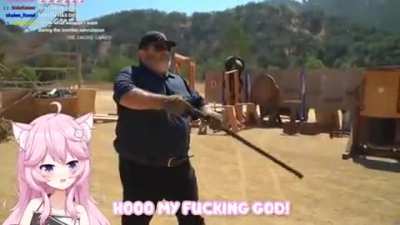 catgirl screams over cane sword