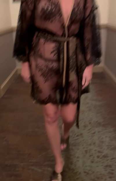 My husband said I should greet his friend in the hotel hallway with nothing but this robe. The elevator &ldquo;ding&rdquo; you hear at the end wasn&rsquo;t him, but a VERY appreciate bell hop. 