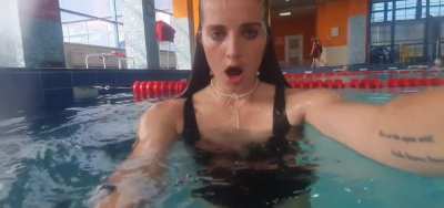 Kseniya blows lots of beautiful bubbles