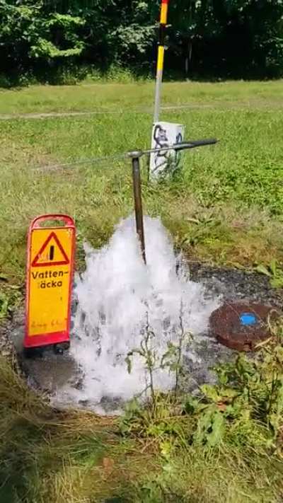 The sign reading "Water leak" feels a bit redundant