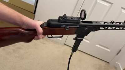 More work on the GBB PPSH-41. Now running on external air in preparation to begin work on the drum mag.