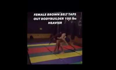 200 lbs bodybuilder and "alpha male" redpill influencer said BJJ doesn't work and challenges a female brown belt