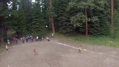Filming a baseball game with a drone