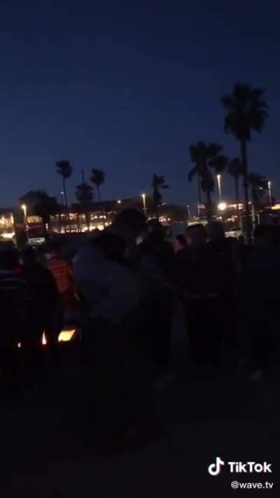 Rude pushes another girl off trashcan and gets instant karma