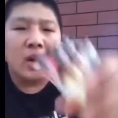 Crazy Guy Smokes 3 Packs of Ciggs Through His Nose and Then Proceeds to Eat Them.