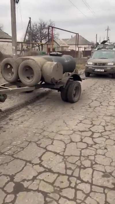A &lsquo;Mad Max&rsquo; Ukrainian convoy before heading to the frontline