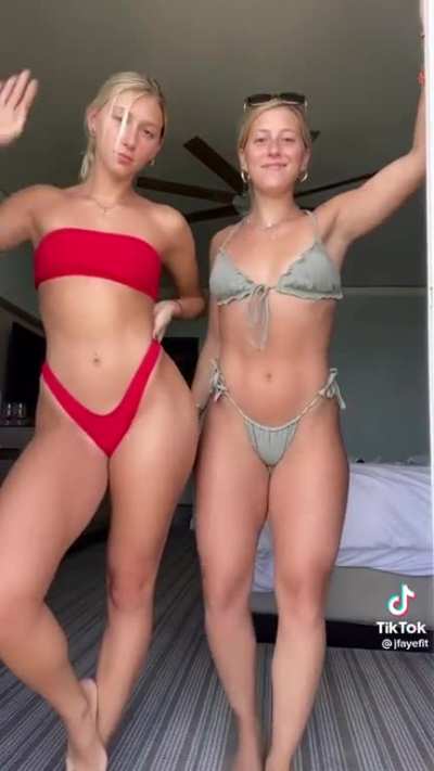 Blonde bikini and her sis