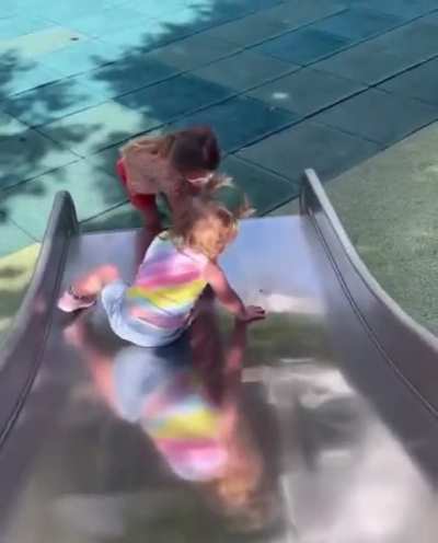 You gotta love the lessons steel slides teach you. (Kids are resilient.)