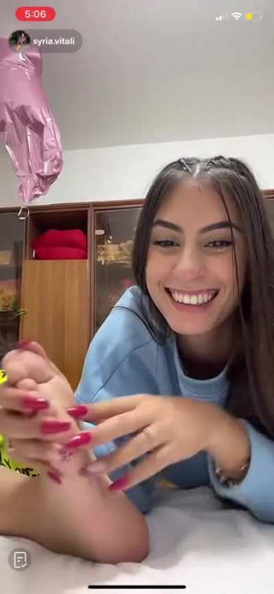 3 minutes of girl playing with and smelling friends foot