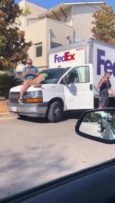 This is the 2nd video in a week I've seen of an old guy jumping on the hood of a vehicle&hellip;