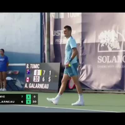 "Perfect" game by Tomic (QF win Vs Galarneau)