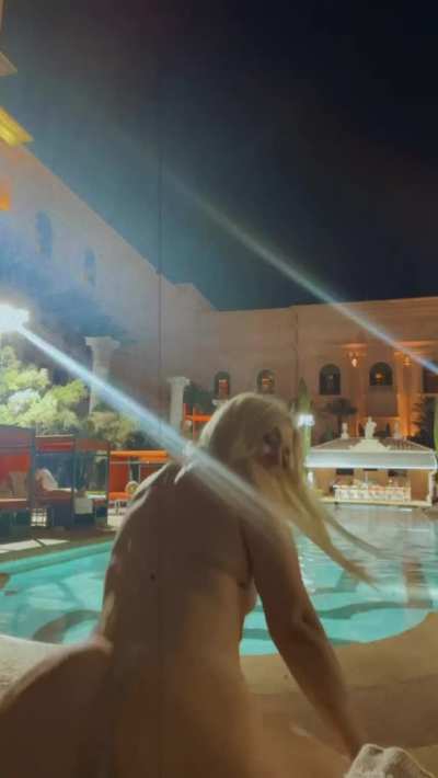 Shaking my ass at the Vegas pool the woman wanted me removed 😆