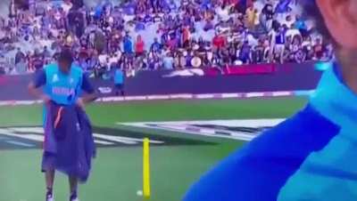 Ashwin using his sniffing superpower to identify his jacket. :p