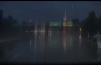 Foolish driver on a rainy morning