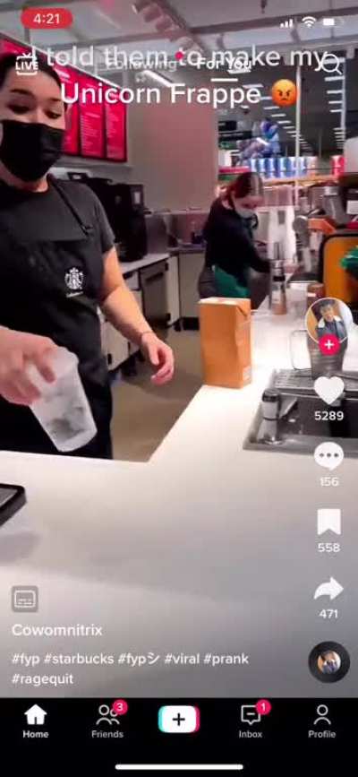 he got a bit mad cuz they didn&rsquo;t made his frappe