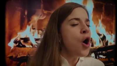 Lily singing with friend