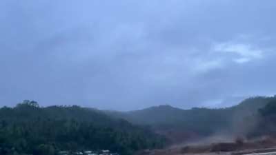 Landslide in Leyte, Philippines after heavy rains brought about by tropical storm Megi