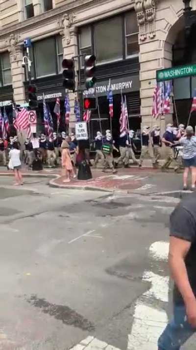 Patriot Front neo-nazi group marching in Boston today