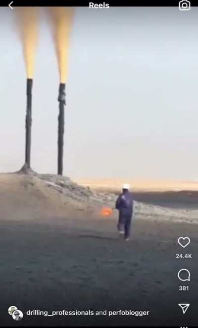 A lit flame or flare is used in the drilling and oil field business to burn off dangerous Hydrogen Sulfide (H2S) in a process known as Flaring. Sulfur dioxide is the product of combusting H2S