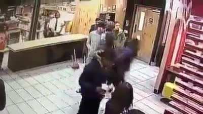 Teenagers Knife Fight in London McDonalds.
