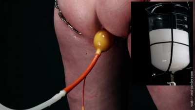 Sparkle&rsquo;s asshole is exposed by the stainless steel chains that hold her hips apart and spread her cheeks. The crotch of her latex bodice is held to one side by a ratchet pull and I take advantage of the wide open exposure of her asshole to get it plugged