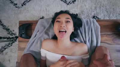 She Jerks Out a Rapid-Fire Load of Cum