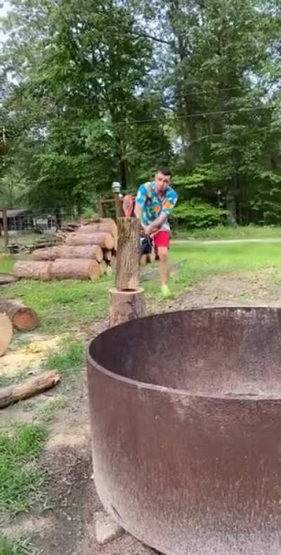 Trying to cut wood