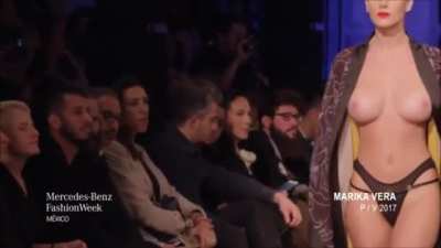 Alejandra Guilmant proudly showing off her big natural tits on the runway