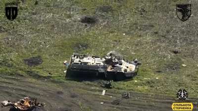 African mercenary of the Russian army fighting against a Ukrainian drone of the "SIGNUM" unit in Bakhmut direction