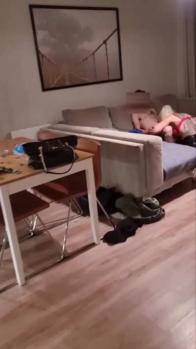 I texted hubby at work and told him not to make too much noise when he got home, that I had a guest. He got home to find me taking his friends cum down my throat 