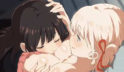 Sleeping in her boobs [Lycoris Recoil]