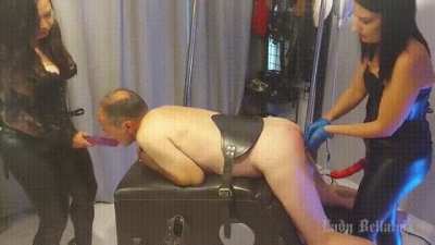 Slave&rsquo;s first spitroast. Who wishes they were in his place?