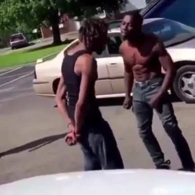 Not sure why he&rsquo;s letting him punch him in the face but he was eating those punches.