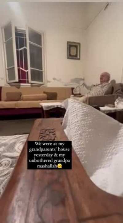 Old man in Lebanon unfazed by bomb