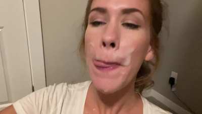 Happy with cum