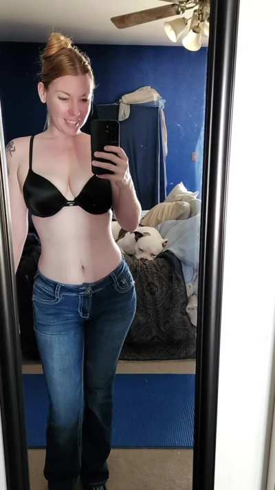 Just a black bra 