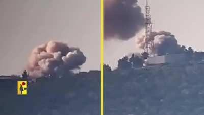 Hezbollah targeting the Israeli military base in Biranit with two 500kg "Burkan" lob bombs once again.