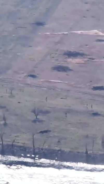 FPV drone with air burst capability explodes over Russian soldiers, 3rd Assault Brigade, near Avdiivka, Feb 2024