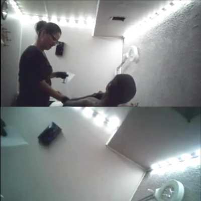 "Sorry Mami" he says as his BBC spurts cum infront of Latina esthetician