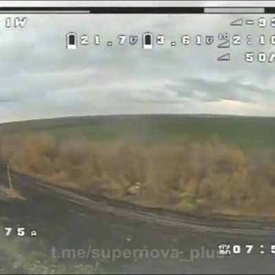 Russian armored vehicle hit by unknown loitering munition, November