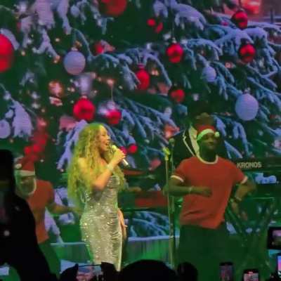 Mariah Carey performs her iconic song "All I Want for Christmas Is You" at the Mall of Asia Arena today, October 14, during her concert The Celebration of Mimi