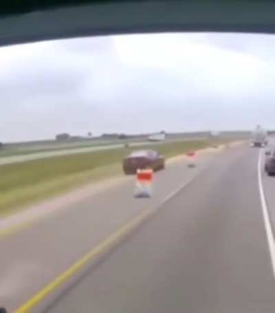 Trucker doesn&rsquo;t move for car he thinks will cut him off.