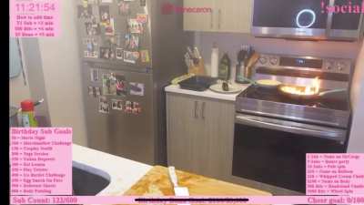 Woman nearly burns her kitchen down