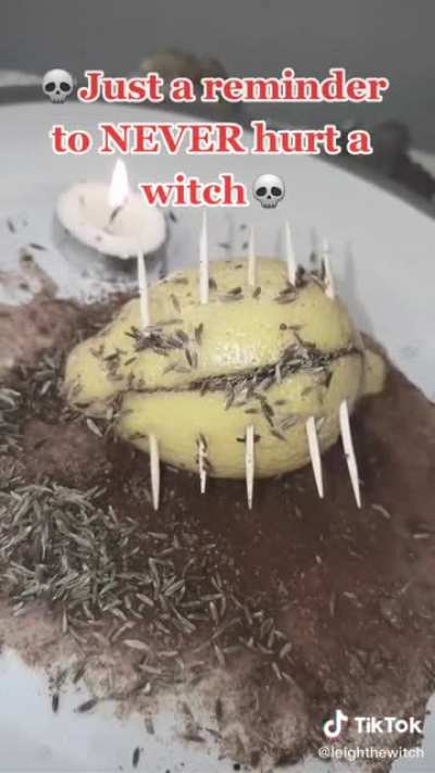 Don't upset the witch or she will steal your lemon and... cum on it? The whore