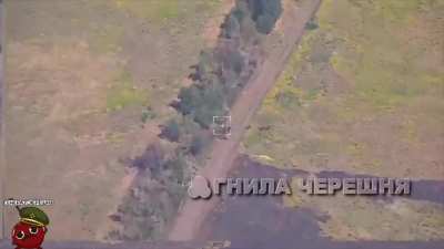 Footage by a Ukrainian drone operator is showing an artillery attack on a Russian T-90M MBT. Zaporizhzhia Oblast.